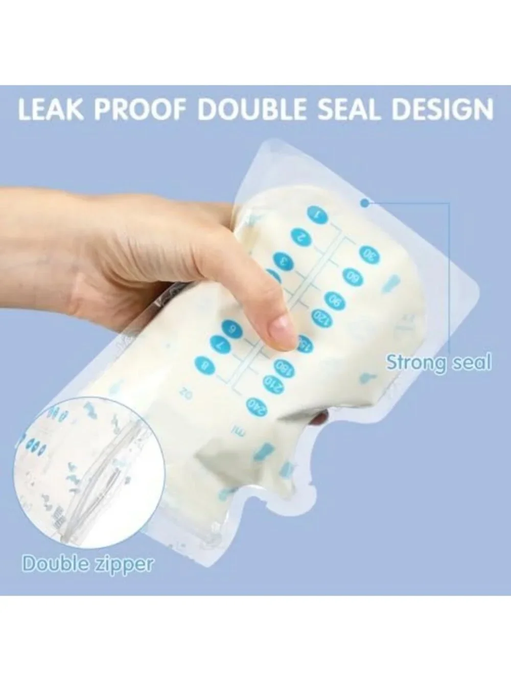500 Count Breastmilk Storage Bags - 8 oz Leak-Proof Freezer Safe Milk Bags